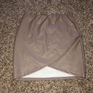 Faux leather tan skirt
